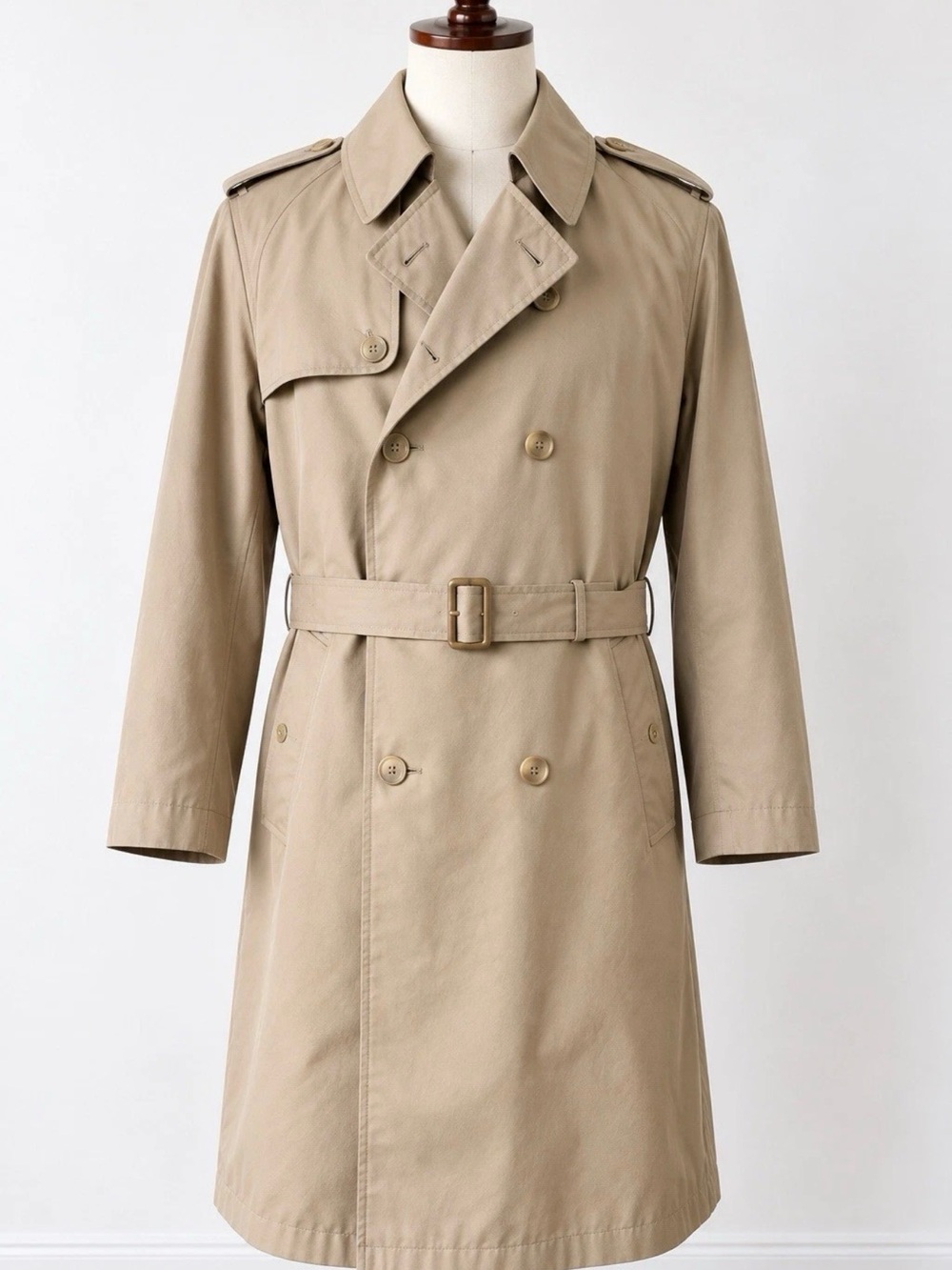 Classic Vintage Men's Trench Coat in Khaki